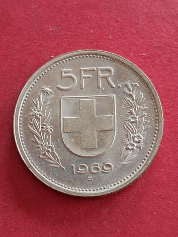 1969 Suisse 5 francs en argent