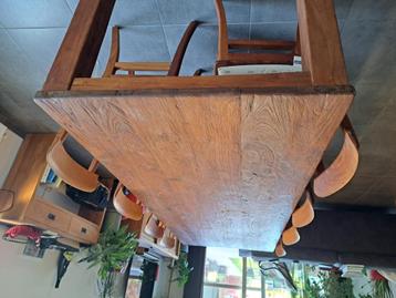 Zeer zware massief eiken eettafel, Huis en Inrichting, Ophalen, Rustiek, Eikenhout, 200 cm of meer
