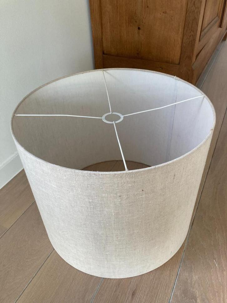 Stoffen linnen lampenkap, Huis en Inrichting, Lampen | Lampenkappen, Zo goed als nieuw, 25 tot 50 cm, Rond, Beige, Ophalen