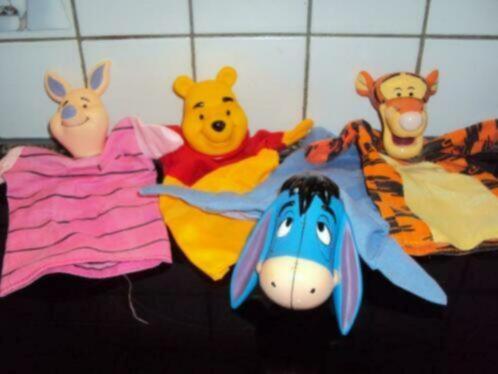 set van 4 poppenkastpoppen "Winnie de pooh en vriendjes", Kinderen en Baby's, Speelgoed | Poppen, Ophalen of Verzenden