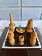 6 houten miniaturen voor vitrinekast of plank, Ophalen, Zo goed als nieuw