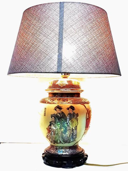 Chinese oude keramieken dekselvaas als tafellamp, Huis en Inrichting, Lampen | Tafellampen, Zo goed als nieuw, 50 tot 75 cm, Overige materialen