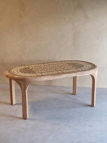 Table en mosaïque en rotin vintage, Maison & Meubles, Tables | Tables d'appoint, Enlèvement ou Envoi, Comme neuf