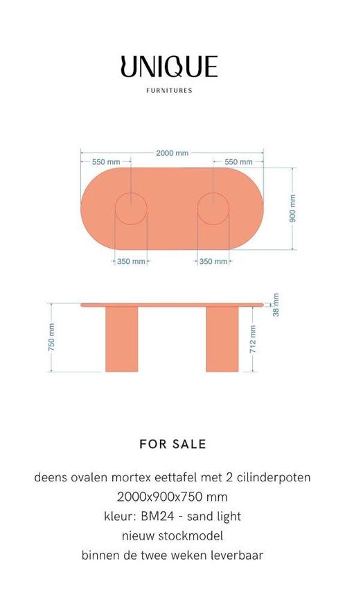 Stockverkoop mortex-eettafel, Huis en Inrichting, Tafels | Eettafels, Nieuw, 200 cm of meer, Ophalen of Verzenden