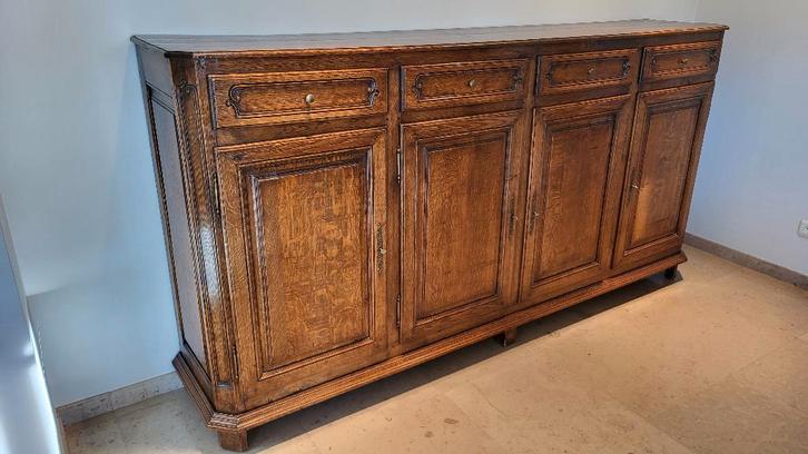 Volledige eetkamer eik: dressoir + barkast + tafel + ..., Maison & Meubles, Salles à manger complètes, Utilisé, 4 à 6 chaises