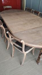 Massief eikenhouten tafel en 8 stoelen, Huis en Inrichting, Ophalen, Zo goed als nieuw, Antiek, 8 stoelen of meer