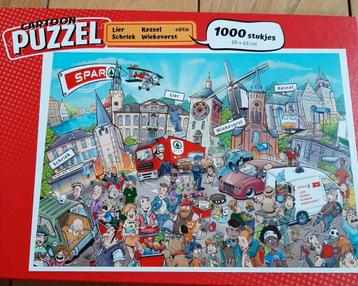 Cartoonpuzzel 1000 SPAR Lier, Kessel, Schriek en Wiekevorst  beschikbaar voor biedingen