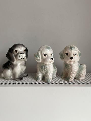 3 vintage bloempotjes hondjes samen 7€ !! beschikbaar voor biedingen