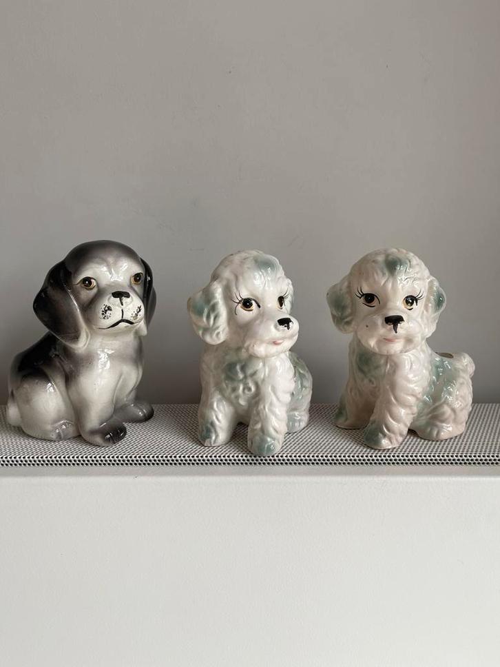 3 vintage bloempotjes hondjes samen 7€ !!, Verzamelen, Retro, Ophalen