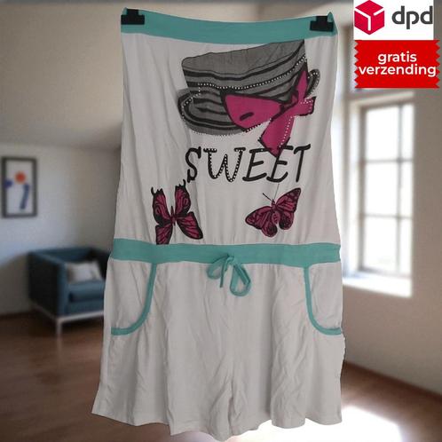 Playsuit offshoulder glitter wit XL, Kleding | Dames, Jumpsuits, Nieuw, Maat 46/48 (XL) of groter, Wit, Verzenden