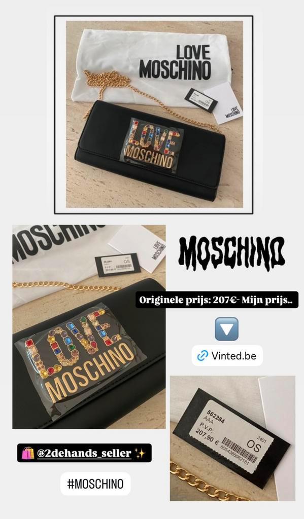 Love Moschino tas met gekleurde LOVE-steentjes (nieuw), Handtassen en Accessoires, Tassen | Damestassen, Nieuw, Avondtasje, Zwart