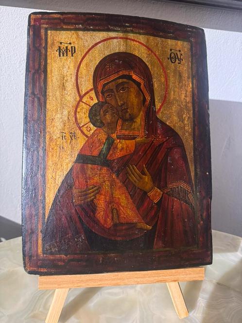 antiek Russisch-orthodox icoon. Vladimirskaya, Antiek en Kunst, Antiek | Religieuze voorwerpen, Ophalen of Verzenden
