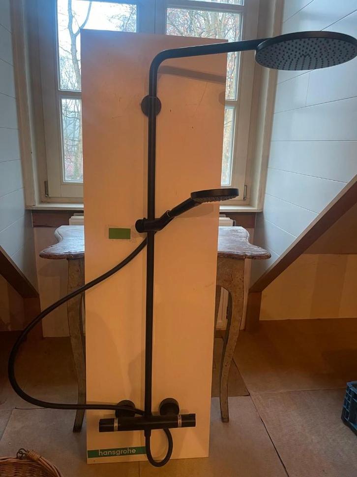 Hansgrohe Showerpipe met thermostaat, mat zwart, Doe-het-zelf en Bouw, Sanitair, Nieuw, Douche, Ophalen