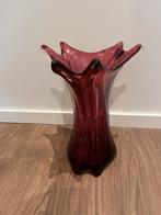 Vintage vaas bordeaux/wijnrood, Enlèvement ou Envoi, Comme neuf, Rouge, Verre