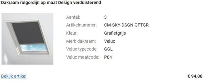 Rolgordijn voor velux dakraam, Huis en Inrichting, Stoffering | Gordijnen en Lamellen, Nieuw, 100 tot 150 cm, 50 tot 100 cm, Overige kleuren
