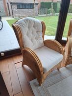 Rotan zetels, salontafel en voetbank., Maison & Meubles, Canapés | Salons, Enlèvement, Comme neuf, Osier ou Rotin