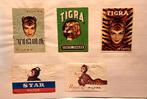Blad met chromo's van luciferdoosjes merk "Tigra", Verzamelen, Merken en Reclamevoorwerpen, Ophalen of Verzenden, Gebruikt