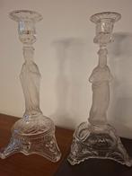 2 bougeoirs vintage en verre - Art Déco - en parfait état., Enlèvement, Verre