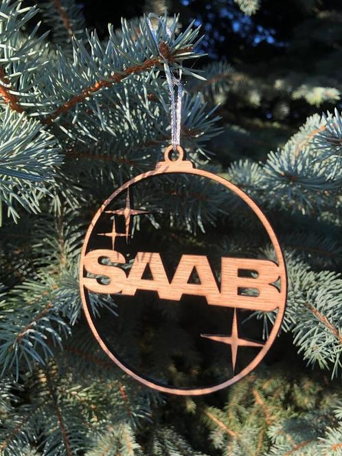 Saab kerstbal 10cm hout #05, Verzamelen, Overige Verzamelen, Nieuw, Ophalen of Verzenden
