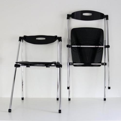 4 Vintage Sitland Ouverture Design stoelen Italy, Huis en Inrichting, Stoelen, Zo goed als nieuw, Vier, Kunststof, Metaal, Zwart