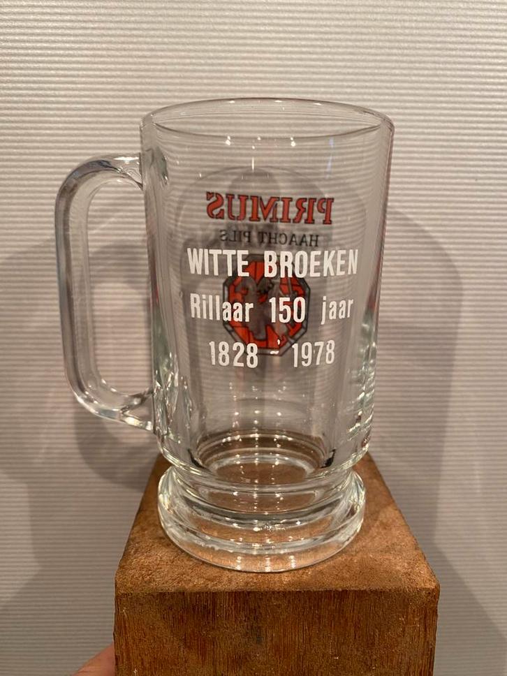 PRIMUS brouwerij Haacht glas " witte broeken 1978", Verzamelen, Biermerken, Gebruikt, Glas of Glazen, Overige merken, Ophalen of Verzenden