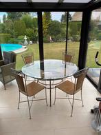 Ronde, Mexicaanse eettafel met 4 stoelen, Tuin en Terras, Tuinsets en Loungesets, Ophalen, Zo goed als nieuw, Rotan, Eettafel
