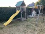 Houten speeltoestel met glijbaan en zandbak, Kinderen en Baby's, Speelgoed | Buiten | Speeltoestellen, Ophalen, Gebruikt, Glijbaan