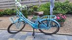 Blauwe retro meisjesfiets met bloemetjes, Fietsen en Brommers, Ophalen, Zo goed als nieuw