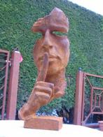 statue buste d un visage le silence en fonte patinée, Jardin & Terrasse, Abstrait, Enlèvement ou Envoi, Métal, Neuf