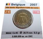 Belgique 50e anniversaire traite Rome  2007, Verzenden, België, 2 euro, Losse munt