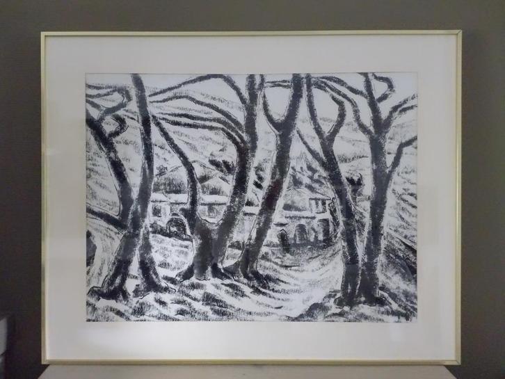 De GREEFF Mimie. Fusain, 1972, 70x52cm., Antiquités & Art, Art | Dessins & Photographie, Enlèvement