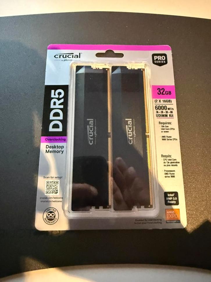 (Nieuw, ongeopend) Crucial Pro DDR5 6000, Informatique & Logiciels, Mémoire RAM, Neuf, Desktop, 32 GB, DDR, Enlèvement ou Envoi