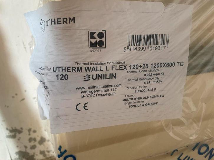 Unilin utherm Wall L flex 120+25mm, Doe-het-zelf en Bouw, Isolatie en Afdichting, Nieuw, Muurisolatie, 12 cm of meer, 5 tot 10 m²