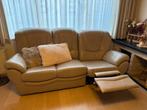 Lederen zetels met lounge functie. 1 driezit en 2 enkelzit, Huis en Inrichting, Ophalen, Gebruikt, Leer