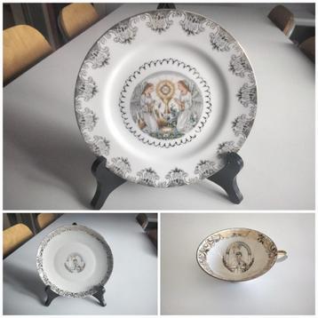 Oude Beierse porseleinen borden+servies voor kopjes. beschikbaar voor biedingen