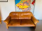 Lederen vintage 2-zit zetel cognac-kleur, Huis en Inrichting, Ophalen, Gebruikt, 150 tot 200 cm, Vintage
