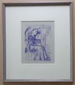 PAUL DELVAUX / ZITTENDE VROUW / KLEUROFFSET / 35x31cm KADER, Antiek en Kunst, Kunst | Litho's en Zeefdrukken, Ophalen of Verzenden