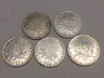 Frankrijk lot 5 x 1 Franc zilver, Ophalen of Verzenden, Frankrijk, Zilver
