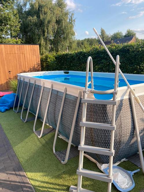 Zwembad intex 488 x 244, zandfilter, warmtepomp 5kw, Tuin en Terras, Zwembaden, Gebruikt, Opzetzwembad, 80 tot 120 cm, 400 cm of meer