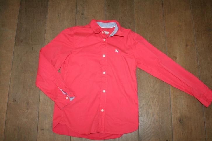 Maat 152 - rood hemd lange mouwen, Kinderen en Baby's, Kinderkleding | Maat 152, Zo goed als nieuw, Jongen, Overhemd of Blouse