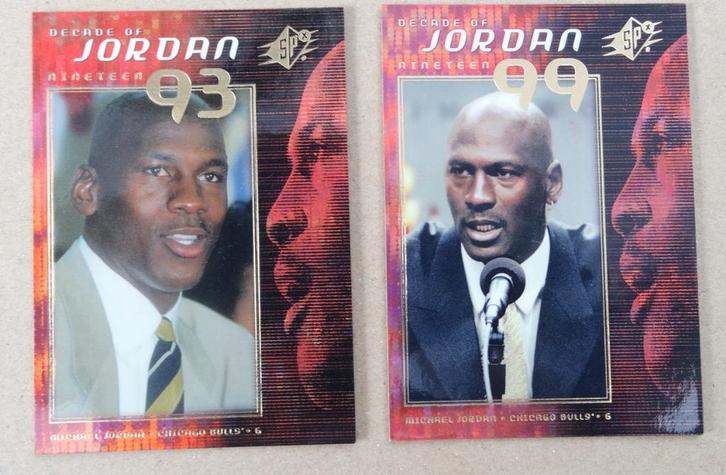 1999 UD SPx-Decade of Jordan J1-J4-J5-J8-J10(lot of single), Sport en Fitness, Basketbal, Zo goed als nieuw, Overige typen, Verzenden
