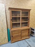 Mooie massief teakhouten buffetkast/vitrinekast (158cm) 2del, Huis en Inrichting, Kasten | Buffetkasten, Ophalen, Gebruikt, Teakhout
