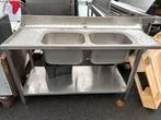 Rvs spoeltafel dubbel, Tuin en Terras, Ophalen, Zo goed als nieuw