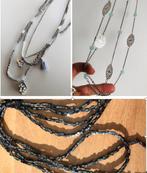 Set van 3 lange halskettingen, Handtassen en Accessoires, Kettingen, Nieuw, Blauw, Zilver, Verstelbaar