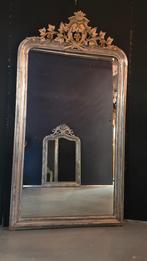 Antieke bladzilveren kuifspiegel met ivoorkleurige kroon., Enlèvement ou Envoi, Autres formes, 100 à 150 cm, 200 cm ou plus