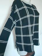 Pull noir à carreaux blancs chic et casual manches longues, Enlèvement ou Envoi, Comme neuf, Blanc