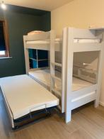 Stapelbed in blank hout type "Dominique" 3bedden, Maison & Meubles, Chambre à coucher | Lits superposés & Lits mezzanines, 90 cm