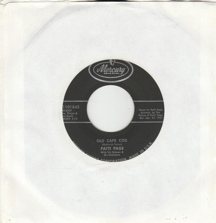 45T: Patti Page: Old Cape Cod    Pop, Cd's en Dvd's, Vinyl Singles, Gebruikt, Single, Pop, 7 inch, Ophalen of Verzenden
