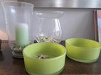 Decoratie 2 vazen en 2 schalen in glas, Ophalen, Zo goed als nieuw