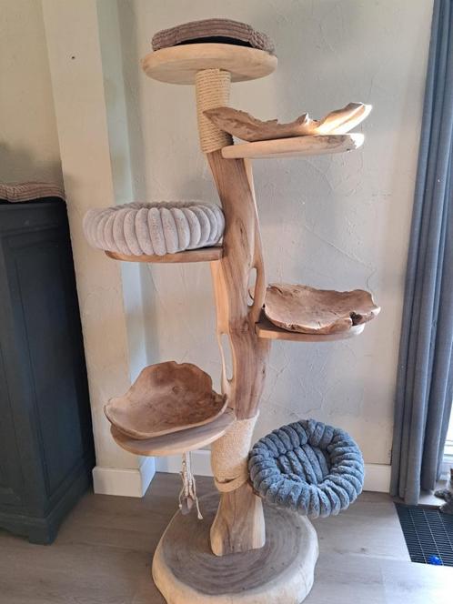 Luxe kattenpaal in hout, Dieren en Toebehoren, Krabmeubelen, Zo goed als nieuw, Krabpaal, Ophalen